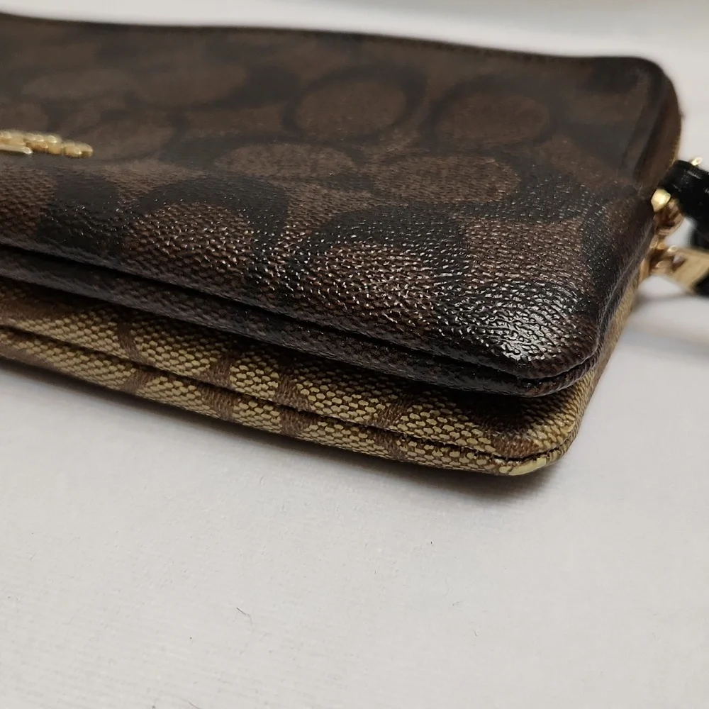 Coach Signature Double Zip Wallet Wristlet - Picture 13 of 14